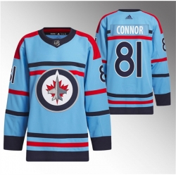 Men Winnipeg Jets 81 Kyle Connor Light Blue Anniversary Primegreen Stitched Jersey