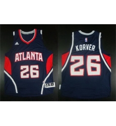 Men Atlanta Hawks 26 Kyle Korver Navy Stitched Basketball Jersey