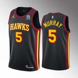 Men Atlanta Hawks 5 Dejounte Murray Black Stitched Jersey