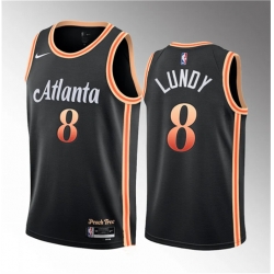 Men Atlanta Hawks 8 Seth Lundy Black 2023 Draft City Edition Stitched Jersey