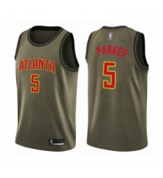 Mens Atlanta Hawks 5 Jabari Parker Swingman Green Salute to Service Basketball Jersey 