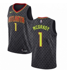 Mens Nike Atlanta Hawks 1 Tracy Mcgrady Authentic Black Road NBA Jersey Icon Edition