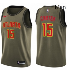 Mens Nike Atlanta Hawks 15 Vince Carter Swingman Green Salute to Service NBA Jersey 