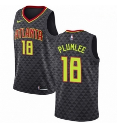 Mens Nike Atlanta Hawks 18 Miles Plumlee Authentic Black Road NBA Jersey Icon Edition 