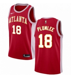 Mens Nike Atlanta Hawks 18 Miles Plumlee Swingman Red NBA Jersey Statement Edition 