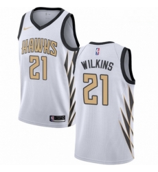 Mens Nike Atlanta Hawks 21 Dominique Wilkins Swingman White NBA Jersey City Edition