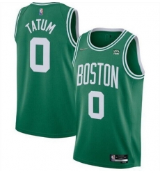 Men Boston Celtics 0 Jayson Tatum 75th Anniversary Green Stitched Basketball Jersey