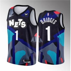 Men Brooklyn Nets 1 Mikal Bridges Black 2023 24 City Edition Stitched Basketball Jersey