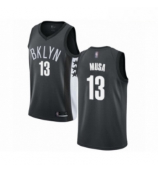 Mens Brooklyn Nets 13 Dzanan Musa Authentic Gray Basketball Jersey Statement Edition 