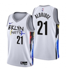 Men's Brooklyn Nets #21 LaMarcus Aldridge 2022-23 White City Edition Stitched