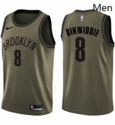 Mens Nike Brooklyn Nets 8 Spencer Dinwiddie Swingman Green Salute to Service NBA Jersey 