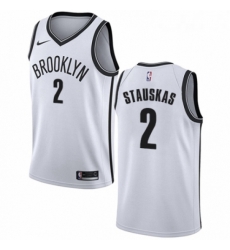 Youth Nike Brooklyn Nets 2 Nik Stauskas Swingman White NBA Jersey Association Edition 