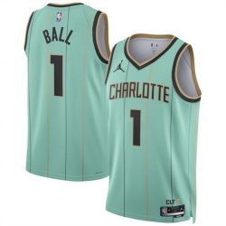 Men Charlotte Hornets 1 LaMelo Ball Mint 2024 25 City Edition Stitched Basketball Jersey