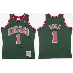 Men Chicago Bulls  1 Derrick Rose Green Stitched Basketball Jersey