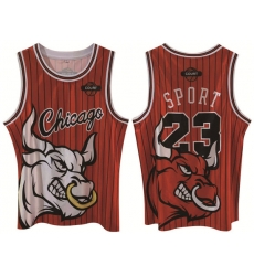 Men Chicago Bulls 23 Michael Jordan Red Print Basketball Jerse