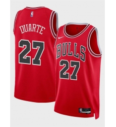 Men Chicago Bulls 27 Chris Duarte Red 2024 Icon Edition Stitched Basketball Jersey