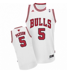 Mens Adidas Chicago Bulls 5 John Paxson Swingman White Home NBA Jersey 