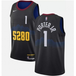 Men Denver Nuggets 1 Michael Porter Jr 2024 5280 Model Stitched Basketball Jersey