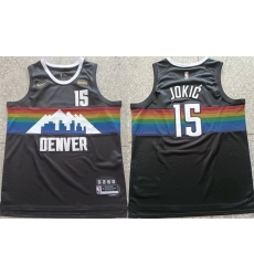 Men Denver Nuggets 15 Nikola Joki u0107 Black Stitched Basketball Jersey