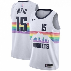 Youth Nike Denver Nuggets 15 Nikola Jokic Swingman White NBA Jersey City Edition