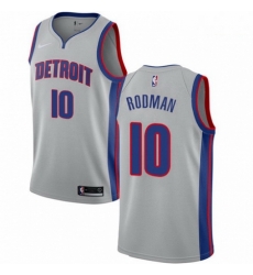 Mens Nike Detroit Pistons 10 Dennis Rodman Swingman Silver NBA Jersey Statement Edition