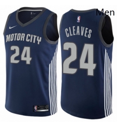 Mens Nike Detroit Pistons 24 Mateen Cleaves Authentic Navy Blue NBA Jersey City Edition