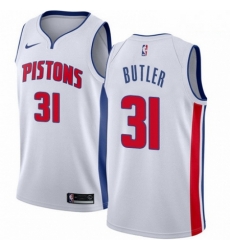 Mens Nike Detroit Pistons 31 Caron Butler Authentic White Home NBA Jersey Association Edition