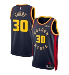 Men Golden State Warriors 30 Stephen Curry Navy 2024 25 City Edition Stitched Basketball Jersey