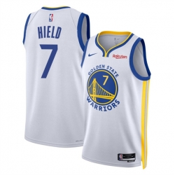 Men Golden State Warriors 7 Buddy Hield Blue Icon Edition Stitched Basketball Jersey