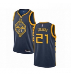 Mens Golden State Warriors 21 Jonas Jerebko Swingman Navy Blue Basketball Jersey City Edition 