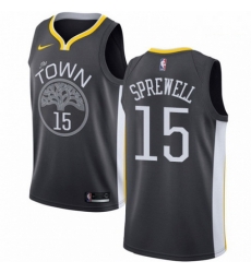 Mens Nike Golden State Warriors 15 Latrell Sprewell Swingman Black Alternate NBA Jersey Statement Edition