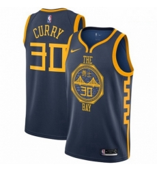 Mens Nike Golden State Warriors 30 Stephen Curry Swingman Navy Blue NBA Jersey City Edition