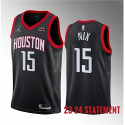 Men Houston Rockets 15 Daishen Nix Black 2023 Statement Edition Stitched Basketball Jersey