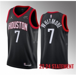 Men Houston Rockets 7 Cam Whitmore Black 2023 Draft Statement Edition Stitched Basketball Jersey