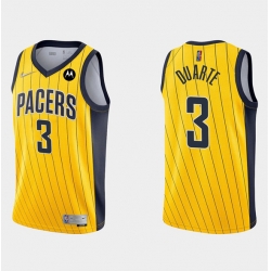 Men Indiana Pacers 3 Chris Duarte Yellow Swingman Stitched Jersey