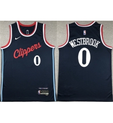 Men Los Angeles Clippers 0 Russell Westbrook Navy Stitched Jersey