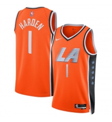 Men Los Angeles Clippers 1 James Harden Orange 2025 26 City Edition Stitched Jersey Men Los Angeles Clippers 1 James Harden Orange 2025 26 City Edition Stitched Jersey