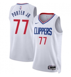 Men Los Angeles Clippers 77 Kevin Porter Jr White Association Edition Stitched Jersey