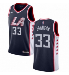 Mens Nike Los Angeles Clippers 33 Wesley Johnson Swingman Navy Blue NBA Jersey City Edition