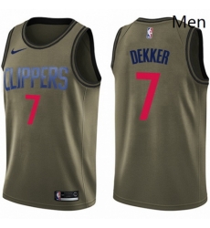 Mens Nike Los Angeles Clippers 7 Sam Dekker Swingman Green Salute to Service NBA Jersey 