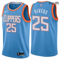 Youth Nike Los Angeles Clippers 25 Austin Rivers Swingman Blue NBA Jersey City Edition