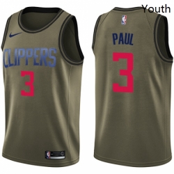 Youth Nike Los Angeles Clippers 3 Chris Paul Swingman Green Salute to Service NBA Jersey 