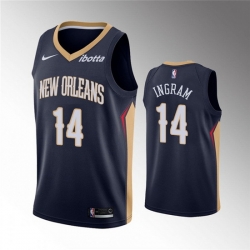 Men New Orleans Pelicans 14 Brandon Ingram Navy Icon Edition Stitched Jersey