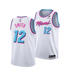 Men Miami Heat 12 Dru Smith White 2024 25 City Edition Stitched Basketball Jersey