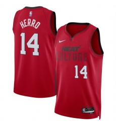 Men Miami Heat 14 Tyler Herro Red 2024 25 City Edition Stitched Basketball Jersey