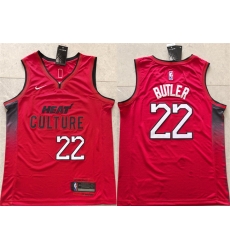 Men Miami Heat 22 Jimmy Butler Red 2024 City Edition Stitched Basketball Jersey