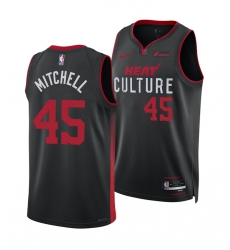 Men Miami Heat 45 Davion Mitchell Black 2025 City Edition Stitched Basketball Jersey