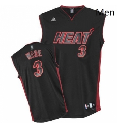 Mens Adidas Miami Heat 3 Dwyane Wade Swingman Black BlackRed No NBA Jersey