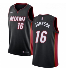 Mens Nike Miami Heat 16 James Johnson Swingman Black Road NBA Jersey Icon Edition