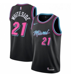 Mens Nike Miami Heat 21 Hassan Whiteside Swingman Black NBA Jersey City Edition